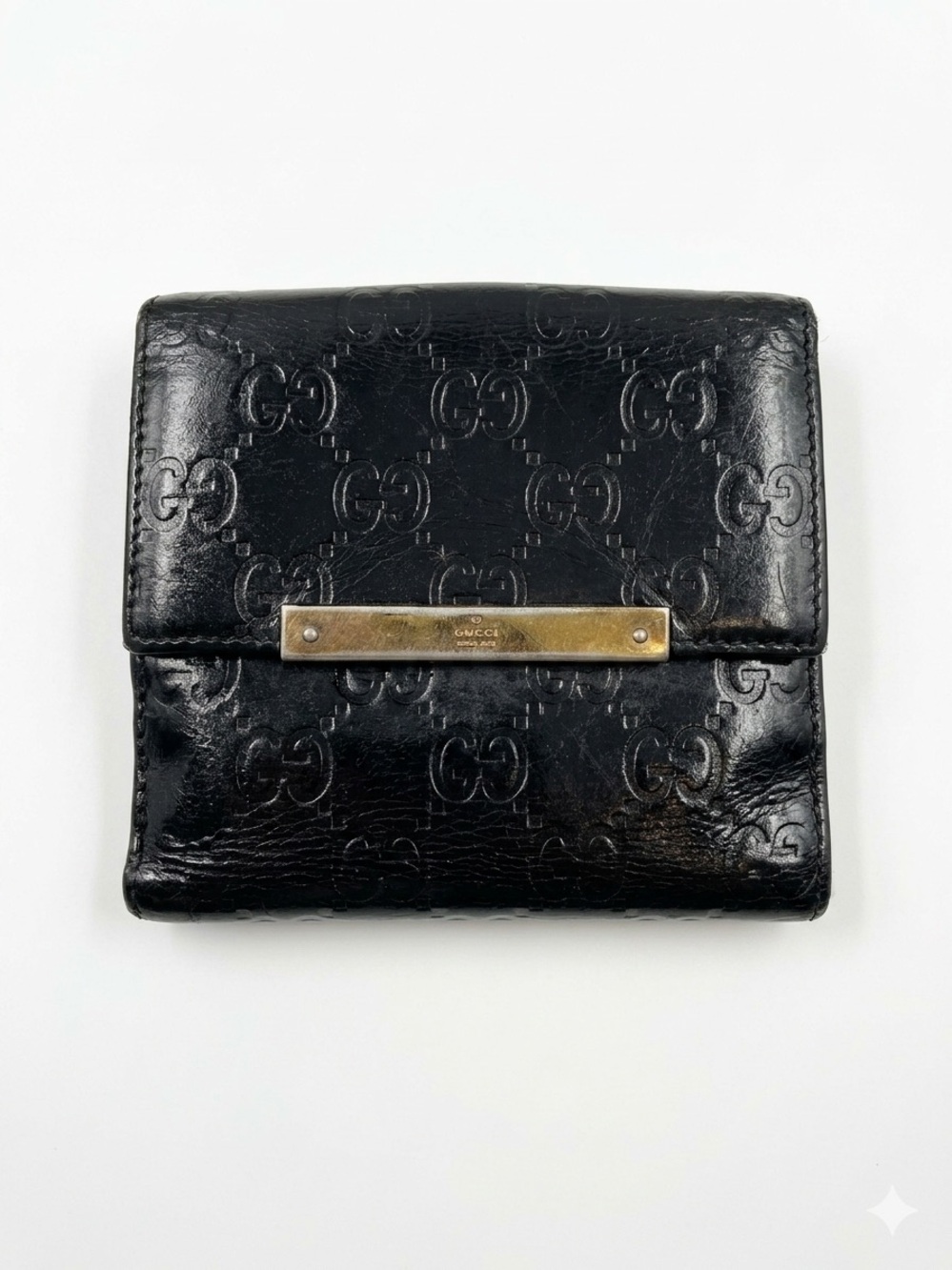 Gucci Black Embossed Leather Bifold Wallet with Subtle Logo
